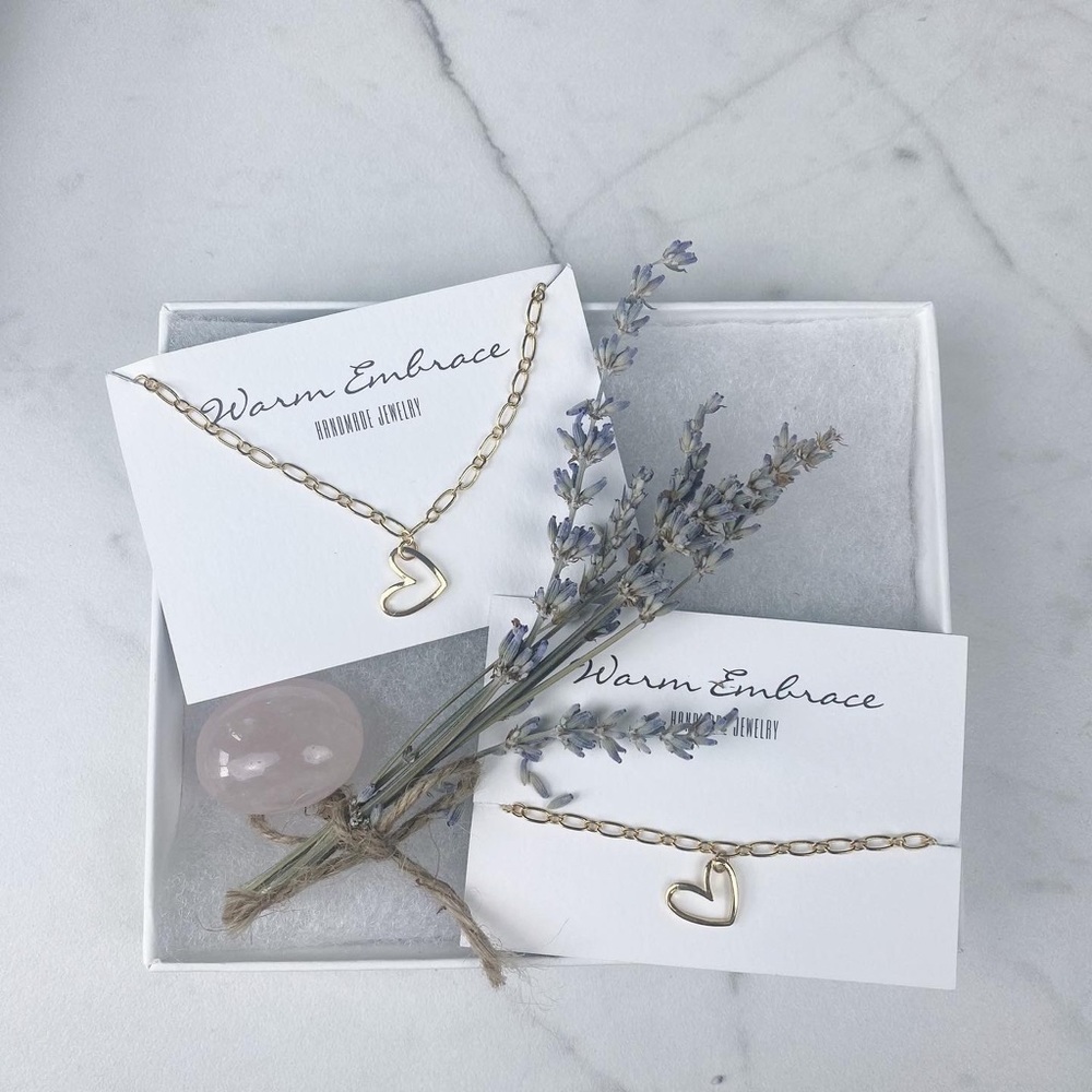 Heart Charm Paperclip gold plated chain necklace